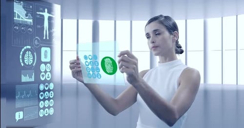 Woman using digital screen