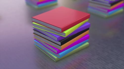 Rotating Stack of Colorful Books Animation
