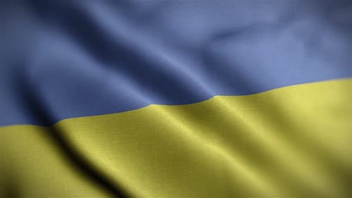 Ukrainian Flag Waving Realistic Fabric Animation