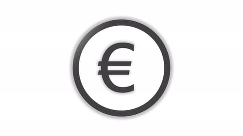 Aminated Euro icon. European EUR symbol isolated on white background.