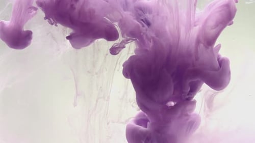 Purple Ink Flows in Abstract Watercolor Background