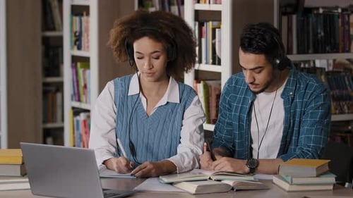 Students Studying Together in the University Library