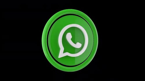 Animated 3D WhatsApp Icon Spinning Loop on Black