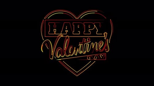 Animated Neon Happy Valentine's Day Title Card