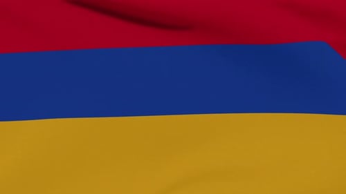 Armenian National Flag Waving Realistic Fabric Animation