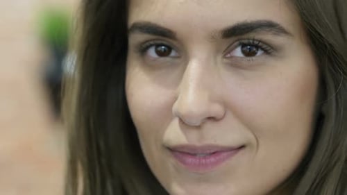 Winking Eye, Close Up of Beautiful Lovely Girl Face
