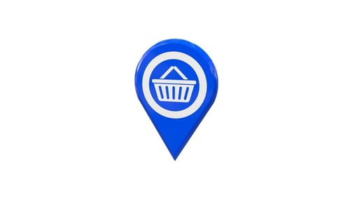 Modern 3D Shopping Location Pin Icon Animation