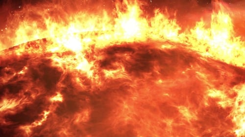 The Sun with Large Solar explosions, Realistic Red Planet