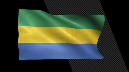 Gabon Flag Waving National Symbol Animation