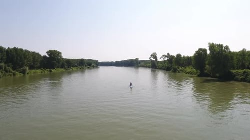 Stand Up Paddling Aerial Shot