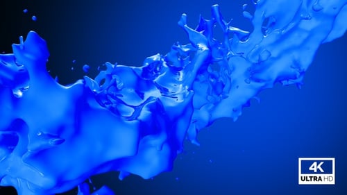 Dynamic Blue Liquid Paint Splash Fluid Reveal Animation