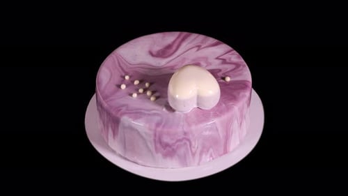 Glossy Purple Cake with White Chocolate Heart Topping