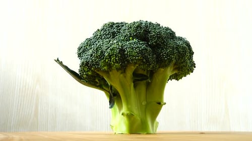 Close up of broccoli on a table