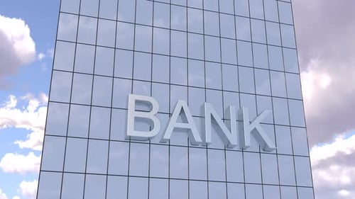 Edificio: Banco, Ciudad de negocios, futurista, edificio de arquitectura moderna