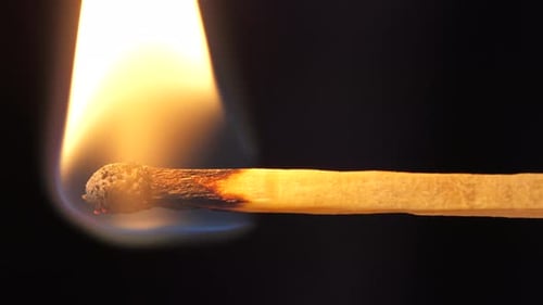 Matchstick burning macro close up