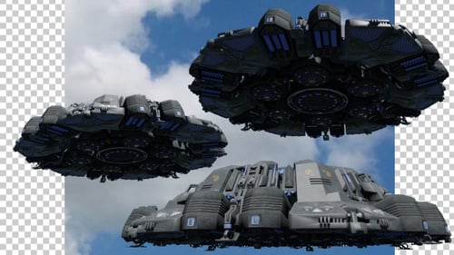 Flying Futuristic UFO 3D Animation with Alpha Channel