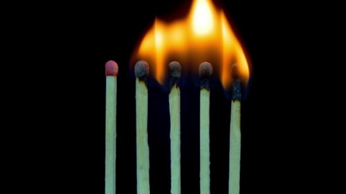 Matches Igniting and Burning in a Fiery Sequence