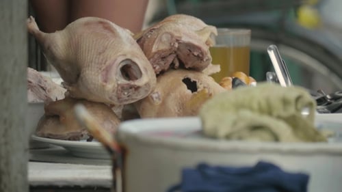 On The Table Stand Plate With Chicken