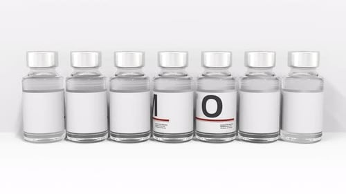 3D Animation of Hormone Word Appearing on Medical Vials