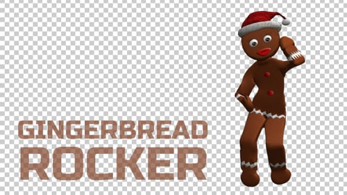 Dancing Christmas Gingerbread Man With Santa Hat
