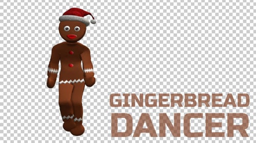 Animated Dancing Gingerbread Man Wearing Santa Hat