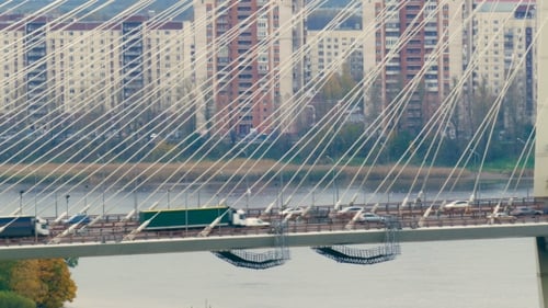 Big Obukhov Bridge In Saint-Petersburg. This Cable-stayed Bridge Across The Neva River