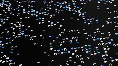 Animated 3D Alphabet Letters Digital Data Loop Background