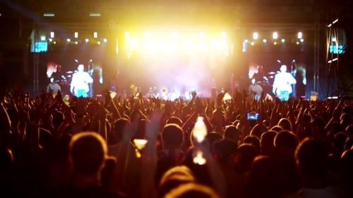 Raised Hands At a Rock Concert Simultaneously Clapping