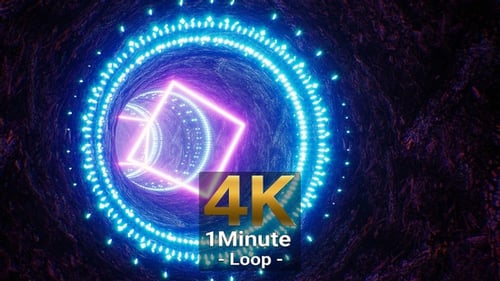 Glowing Light Cave VJ Tunnel 4K