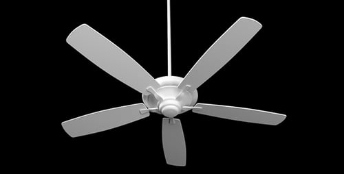 Seamless Loop 3D Animated White Ceiling Fan