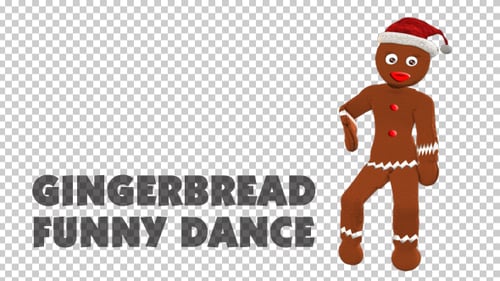 Dancing Gingerbread Man with Santa Hat for Christmas Celebrations