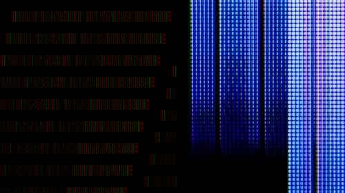 Digital Glitch Effect Transition with Blue and Purple Lines