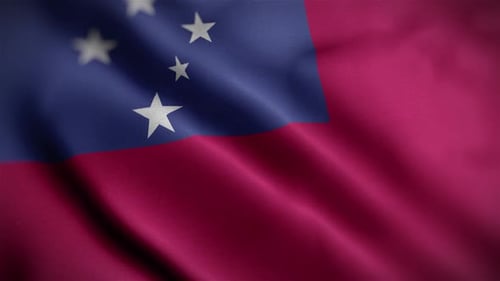 Flagge von Samoa, texturiert, winkend, Nahaufnahme