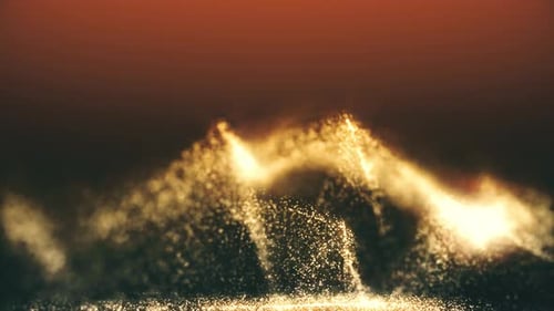 Abstract Motion Background Shining Waves Gold Particles 4k