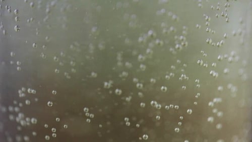 Floating Bubbles Inside Clear Fizzy Drink Close Up