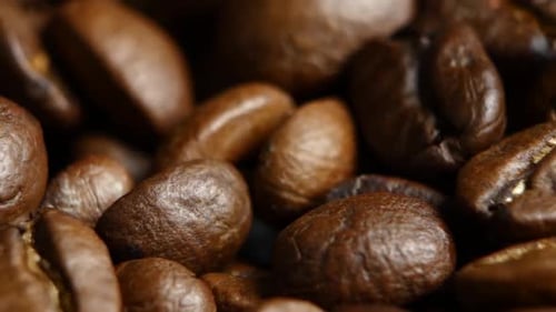 Coffee Bean Background. Close Up. Rotating