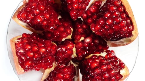 Splintered Rotating Fresh Pomegranate