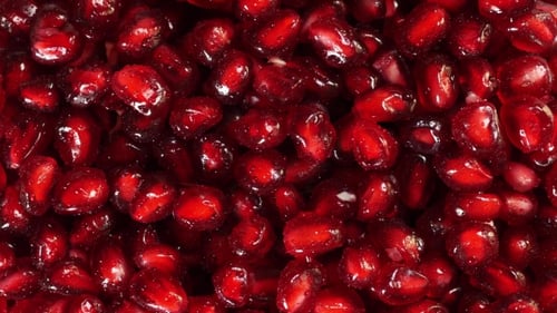 Rotating Fresh Pomegranate Seeds For Food