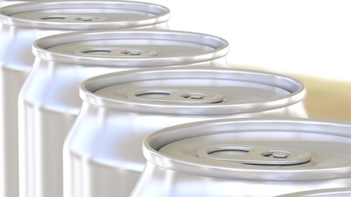 Moving Silver Beverage Cans Seamless Loop