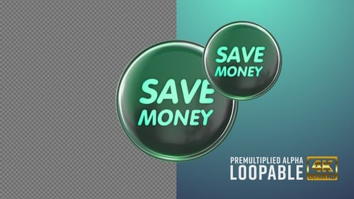 Save Money Badge Looping with Alpha Channel