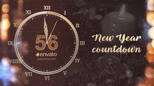 Golden New Year Countdown with Festive Fireworks and Elegant Text