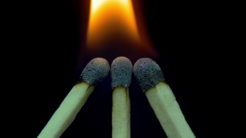 Matches Ignite and Burn Down in Close Up