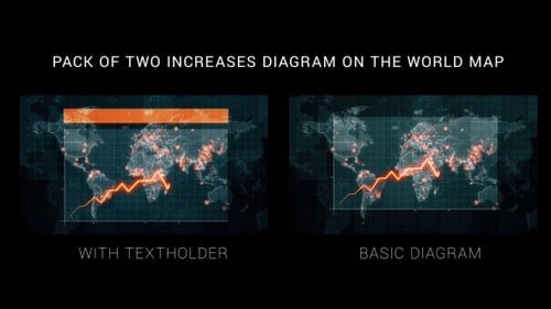 World Map Data Growth Animation with Glowing Graph