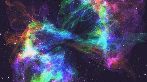 Vibrant Abstract Nebula Clouds Flowing in Starry Outer Space