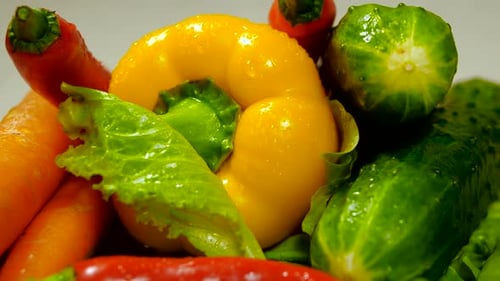 Assortment of Fresh Vegetables in Close-Up Shot
