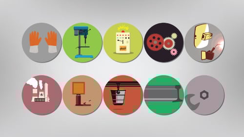Animated Flat Design Industrial Icons Pack