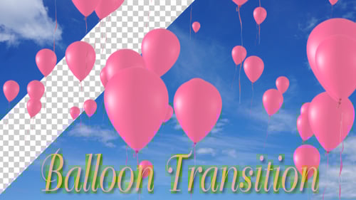 Pink Balloons Floating Up with Alpha Channel
