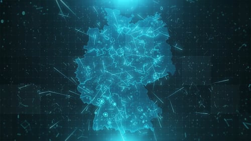 Digital Network Map of Germany Animated Data Connections