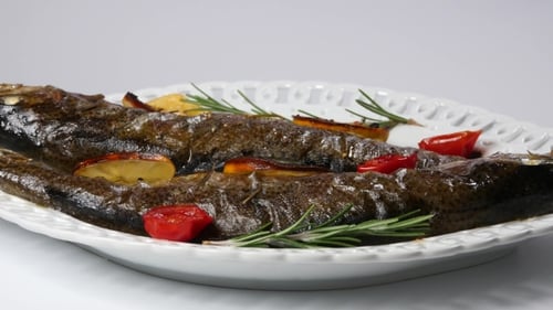 Delicious Trout Fish Baked With Lemon, Tomatoes And Spices