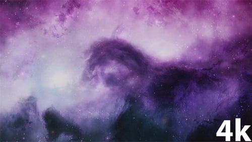 Purple Space Nebula Background with Twinkling Stars